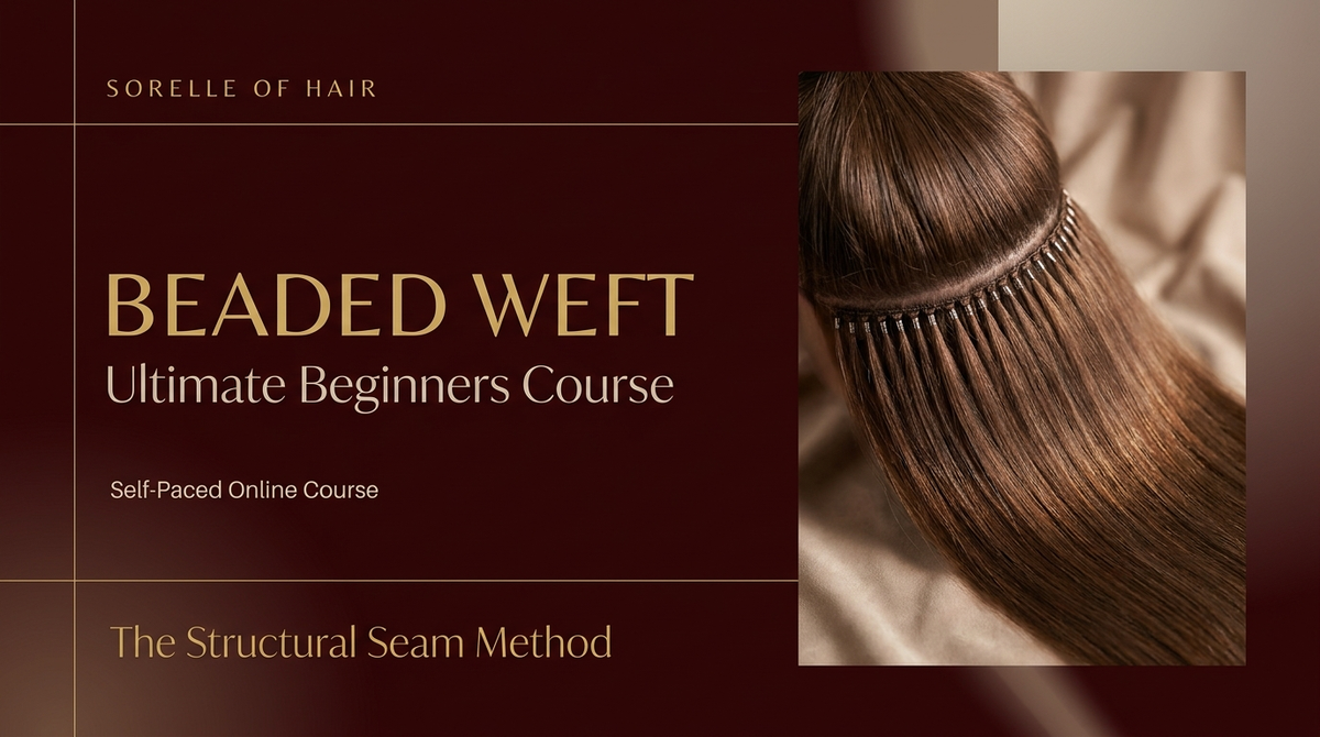 Sorelle of Hair Ultimate Beginners Beaded Weft Course, self-paced online, the Structural Seam method